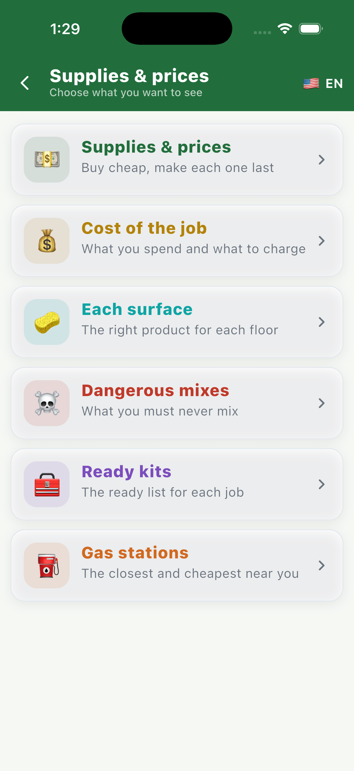 Your supplies and tasks, ready