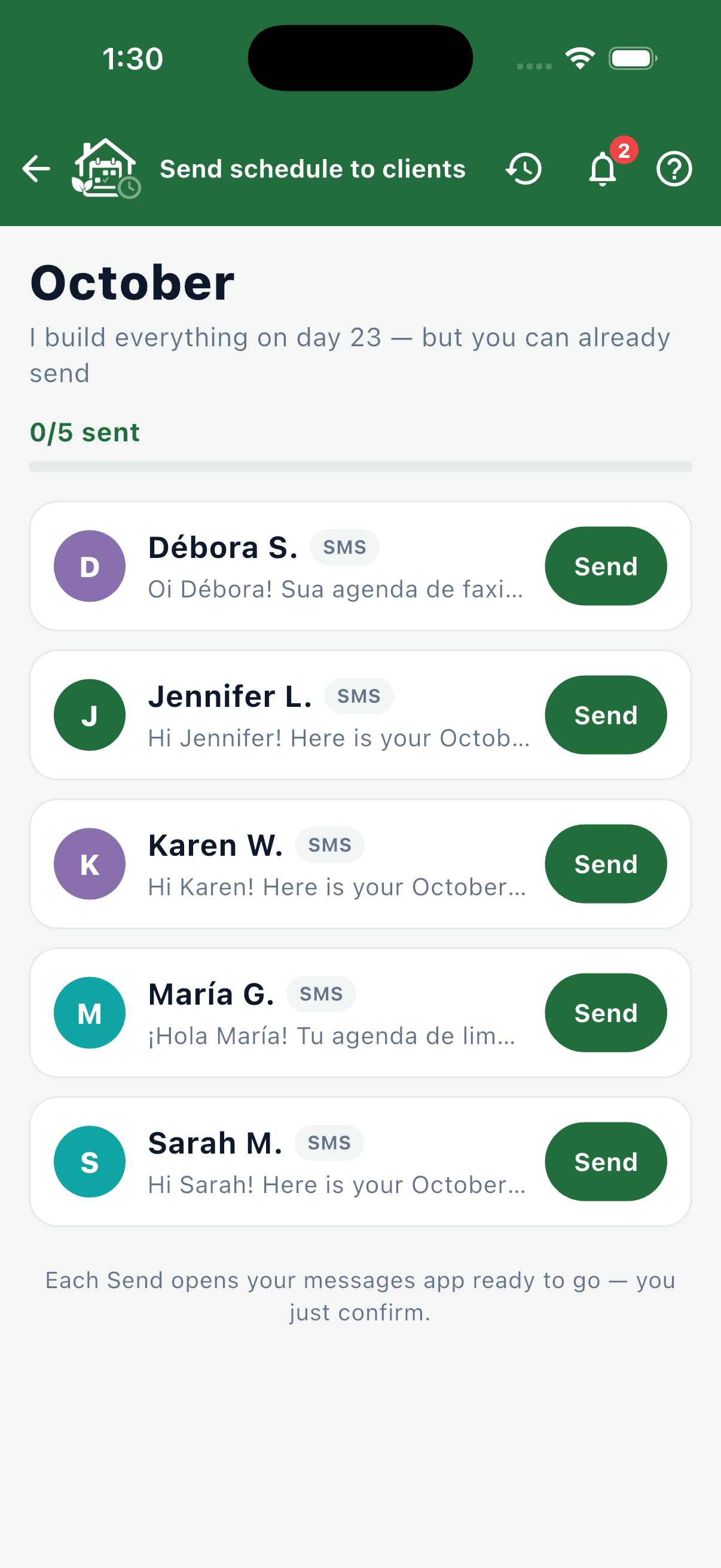 Each client hears from you in her own language