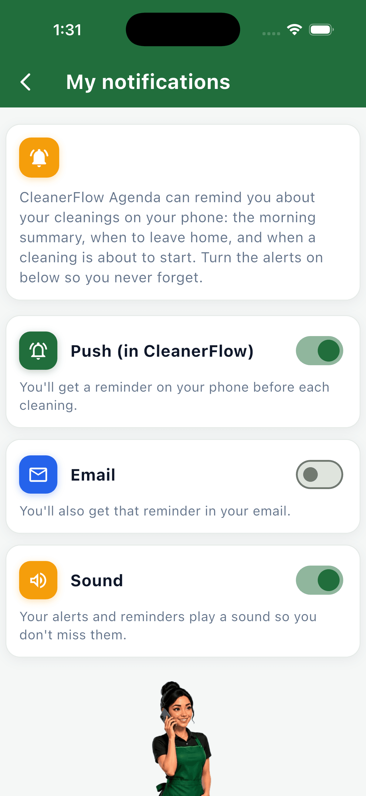 Never forget a cleaning