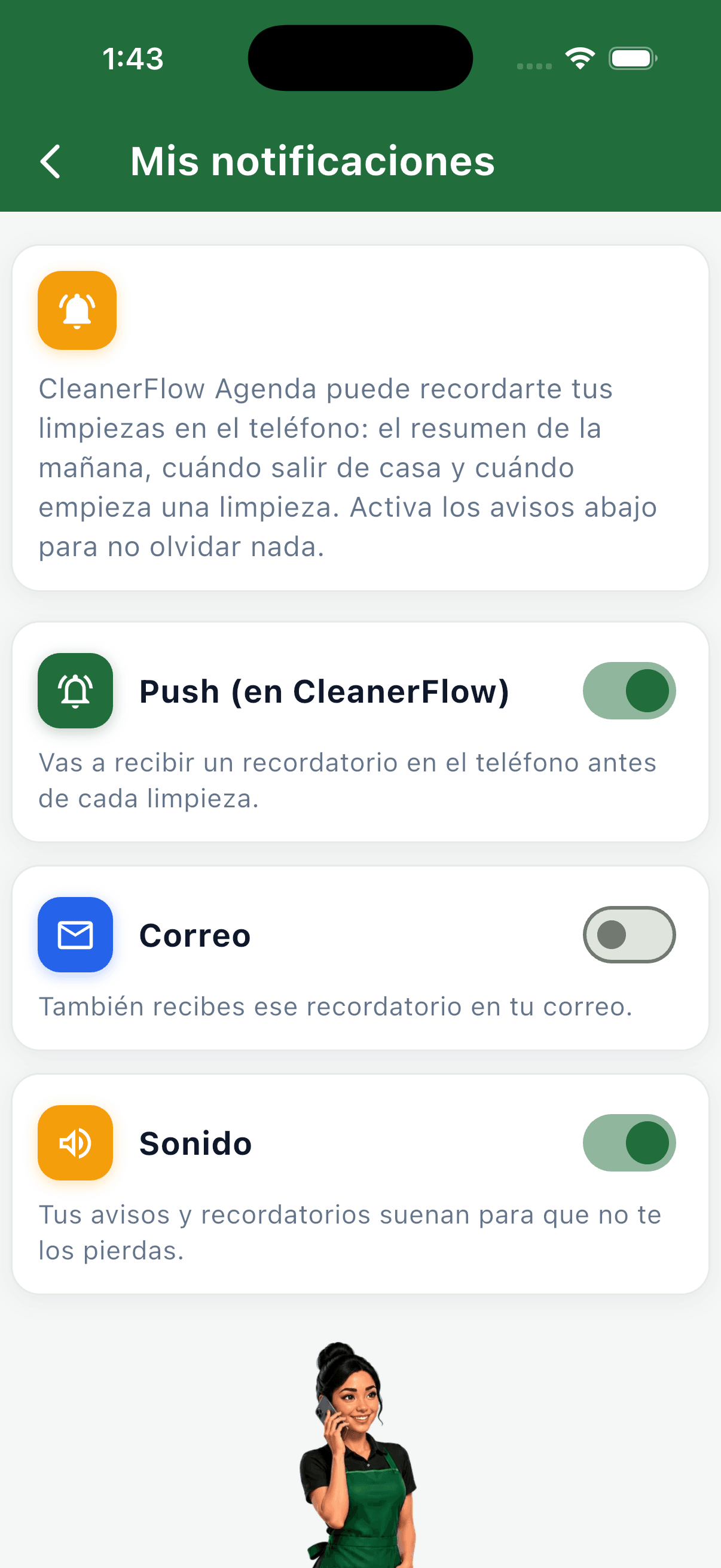 La app se acuerda por ti.