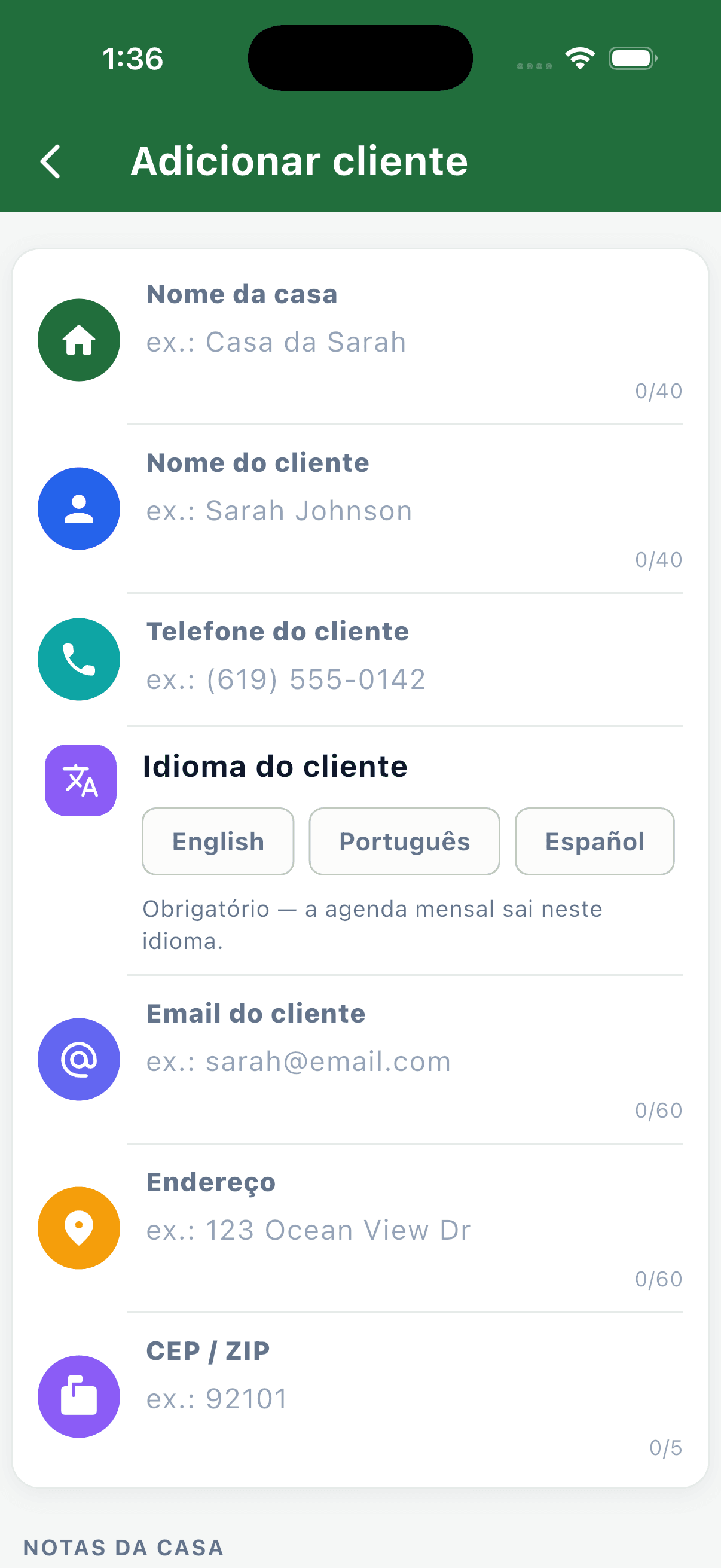 Cadastre cada cliente uma vez.